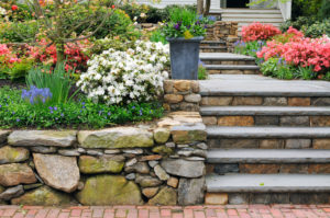 Front yard landscaping &amp; design idea: construct a stone wall and steps for some extra curb appeal!